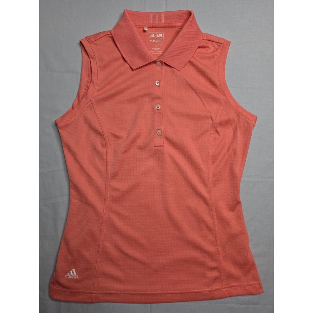 Adidas ClimaCool Golf Polo Shirt Women's Small Coral Pink Sleeveless Performance
